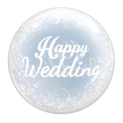 T-Balloon Deco Bubble 40cm (15") Happy Wedding (unpackaged)