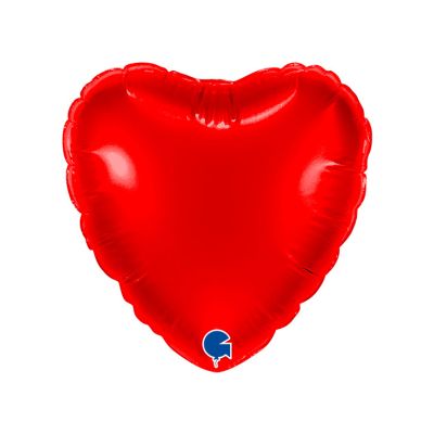 Grabo Foil Solid Colour Heart 10cm (4") Red - Air Fill (Unpackaged)