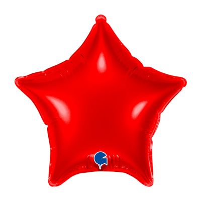 Grabo Foil Solid Colour Star 10cm (4") Red - Air Fill (Unpackaged)