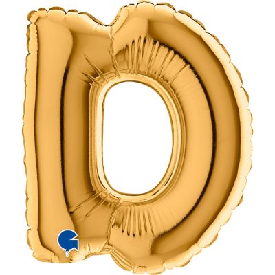 Grabo 18cm (7") Miniloon Gold Letter D - Air Fill (Unpackaged)