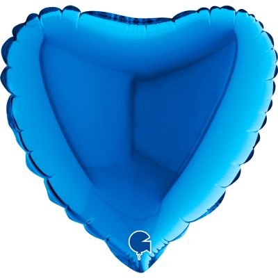 Grabo Microfoil Solid Colour Heart 22cm (9") Blue - Air Fill (Unpackaged)