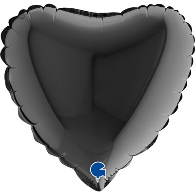 Grabo Microfoil Solid Colour Heart 22cm (9") Black - Air Fill (Unpackaged)