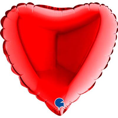 Grabo Microfoil Solid Colour Heart 22cm (9") Red - Air Fill (Unpackaged)