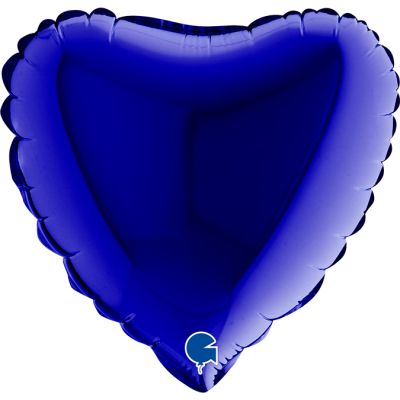 Grabo Microfoil Solid Colour Heart 22cm (9") Blue Capri - Air Fill (Unpackaged)
