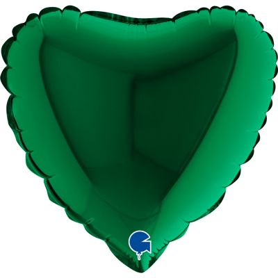 Grabo Microfoil Solid Colour Heart 22cm (9") Dark Green - Air Fill (Unpackaged)