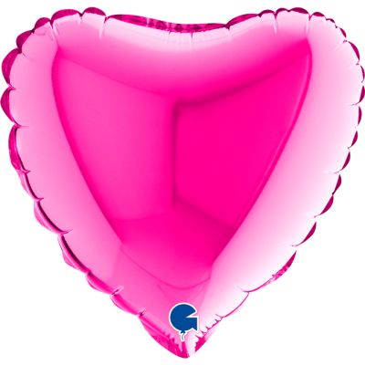 Grabo Microfoil Solid Colour Heart 22cm (9") Magenta - Air Fill (Unpackaged)
