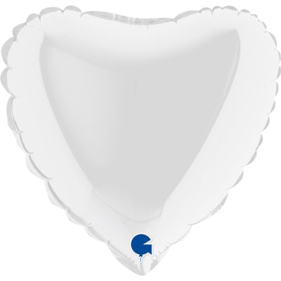 Grabo Microfoil Solid Colour Heart 22cm (9") White - Air Fill (Unpackaged)