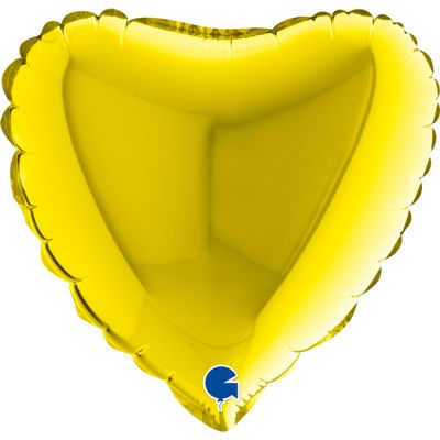Grabo Microfoil Solid Colour Heart 22cm (9") Yellow - Air Fill (Unpackaged)