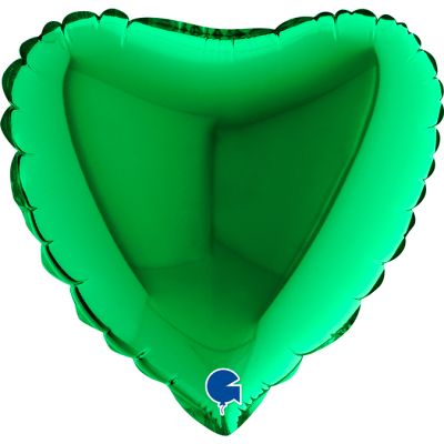 Grabo Microfoil Solid Colour Heart 22cm (9") Green - Air Fill (Unpackaged)