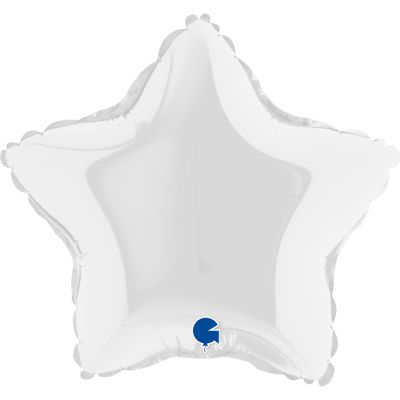 Grabo Microfoil Solid Colour Star 22cm (9") White - Air Fill (Unpackaged)
