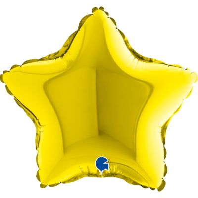 Grabo Microfoil Solid Colour Star 22cm (9") Yellow - Air Fill (Unpackaged)