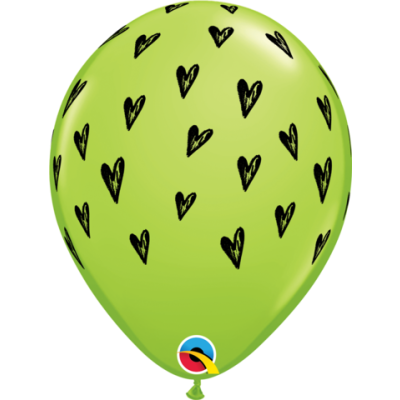 Qualatex Printed Latex 50/28cm (11") Lime Green Prickly Heart Seeds 