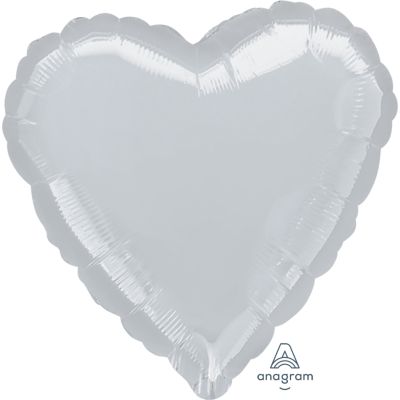 Anagram Solid Colour Foil 82cm (32&quot;) Heart Silver (Unpackaged) (Discontinued)