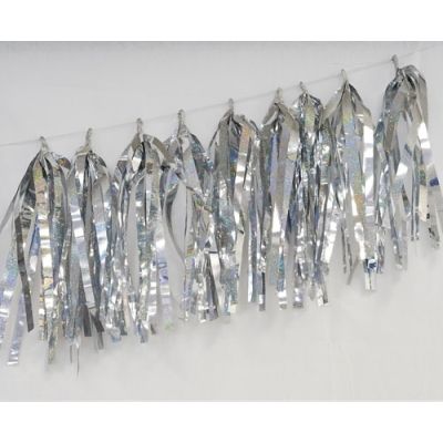 P9 Balloon Tassels (35cm x 12cm) Holographic Silver