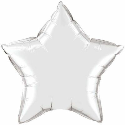 Qualatex Foil Star Solid 92cm (36") Silver (Unpackaged)