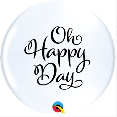 Qualatex Printed Latex 25/28cm (11") Simply Oh Happy Day White Top Print (Discontinued)