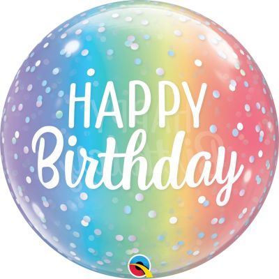 Qualatex Bubble 56cm (22") Happy Birthday Ombre & Dots
