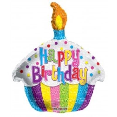 Kaleidoscope 14" (Air-Fill) Foil Birthday Bright Cupcake (Discontinued)