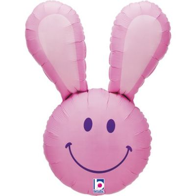 Betallic Foil Shape 76cm (30") Smiley Bunny Pink