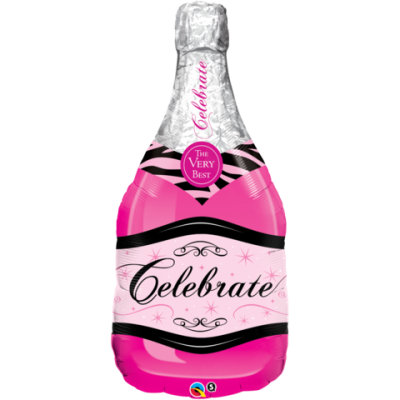 Qualatex Foil Shape 99cm (39") Celebrate Pink Bubbly Wine Bottle
