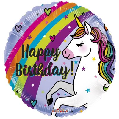 Kaleidoscope Foil 45cm (18&quot;) Happy Birthday Unicorn &amp; Rainbow (unpackaged) (Discontinued)