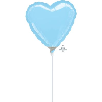 Anagram Microfoil Heart 22cm (9&quot;) Pastel Blue (Air Fill & Unpackaged)