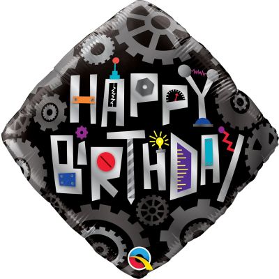 Qualatex Foil Diamond 45cm (18") Birthday Robot Cogwheels