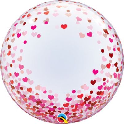 Qualatex Deco Bubble 60cm (24") Red & Pink Confetti Hearts 