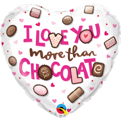 Qualatex Foil Heart 45cm (18") I Love You More Than Chocolate