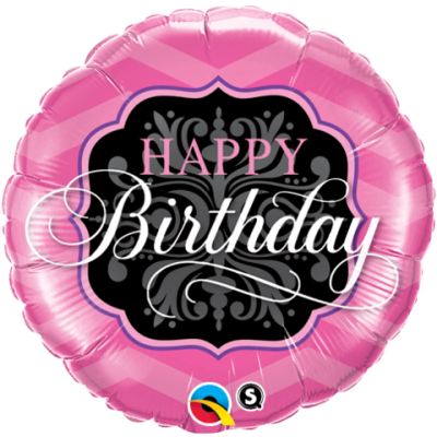 Qualatex Foil 45cm (18") Birthday Pink & Black