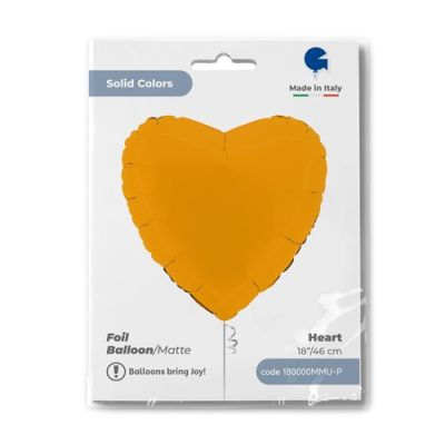 Grabo Foil Solid Colour Heart 46cm (18") Matte Mustard
