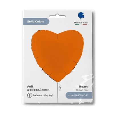 Grabo Foil Solid Colour Heart 46cm (18") Matte Orange