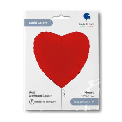 Grabo Foil Solid Colour Heart 46cm (18") Matte Red