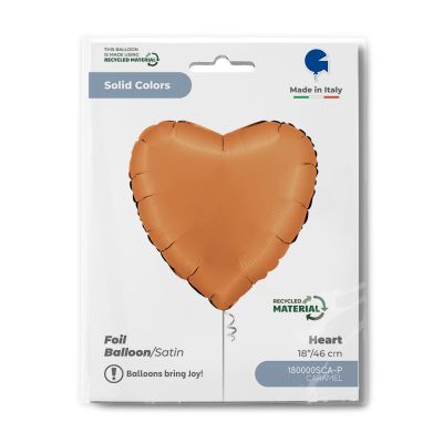 Grabo Foil Solid Colour Heart 46cm (18") Satin Caramel