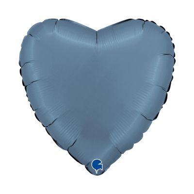 Grabo Foil Solid Colour Heart 46cm (18") Satin Blue Jeans (Unpackaged)