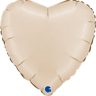 Grabo Foil Solid Colour Heart 46cm (18") Satin Cream (Unpackaged)