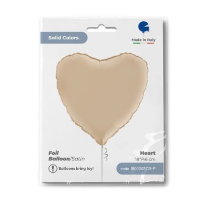 Grabo Foil Solid Colour Heart 46cm (18") Satin Cream
