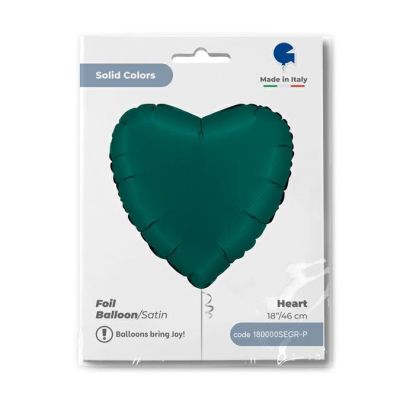 Grabo Foil Solid Colour Heart 46cm (18") Satin Emerald Green