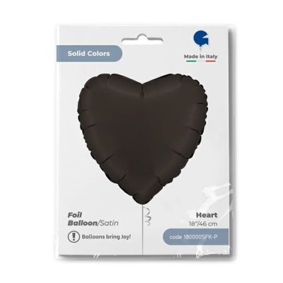 Grabo Foil Solid Colour Heart 46cm (18") Satin Fumè Black