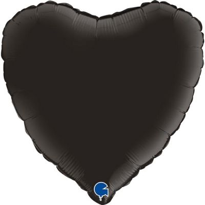 Grabo Foil Solid Colour Heart 46cm (18") Satin Fumè Black (Unpackaged)