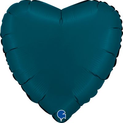 Grabo Foil Solid Colour Heart 46cm (18") Satin Petrol Blue (unpackaged)