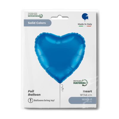 Grabo Foil Solid Colour Heart 46cm (18") Blue
