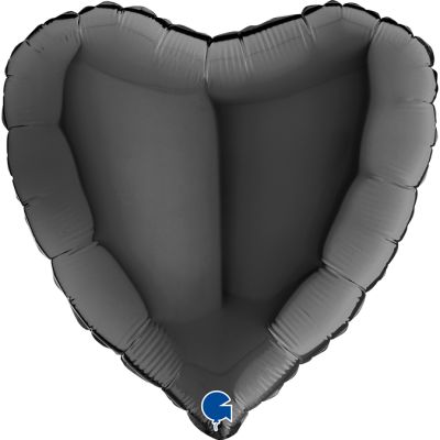 Grabo Foil Solid Colour Heart 46cm (18") Black (Unpackaged)
