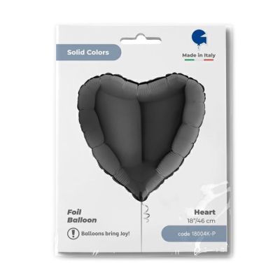 Grabo Foil Solid Colour Heart 46cm (18") Black