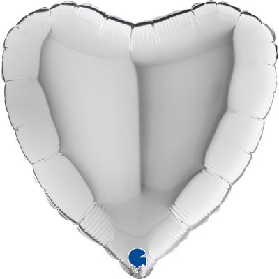Grabo Foil Solid Colour Heart 46cm (18") Silver (Unpackaged)
