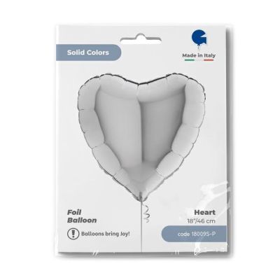 Grabo Foil Solid Colour Heart 46cm (18") Silver