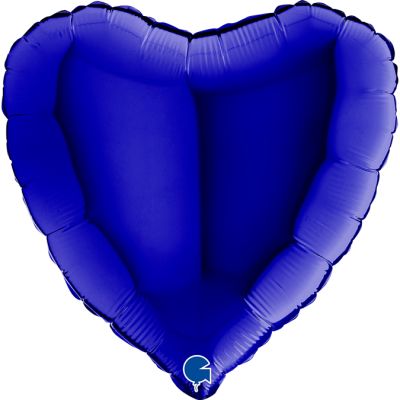 Grabo Foil Solid Colour Heart 46cm (18") Blue Capri (Unpackaged)
