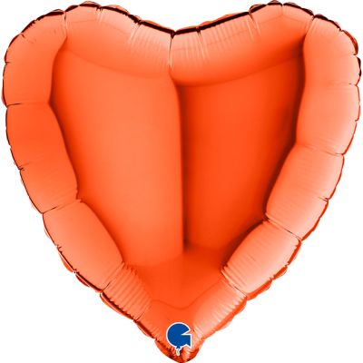 Grabo Foil Solid Colour Heart 46cm (18") Orange (Unpackaged)