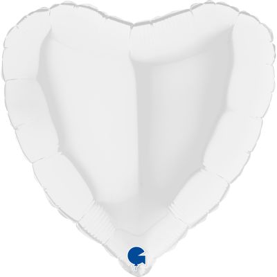 Grabo Foil Solid Colour Heart 46cm (18") White (Unpackaged)