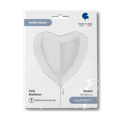 Grabo Foil Solid Colour Heart 46cm (18") White